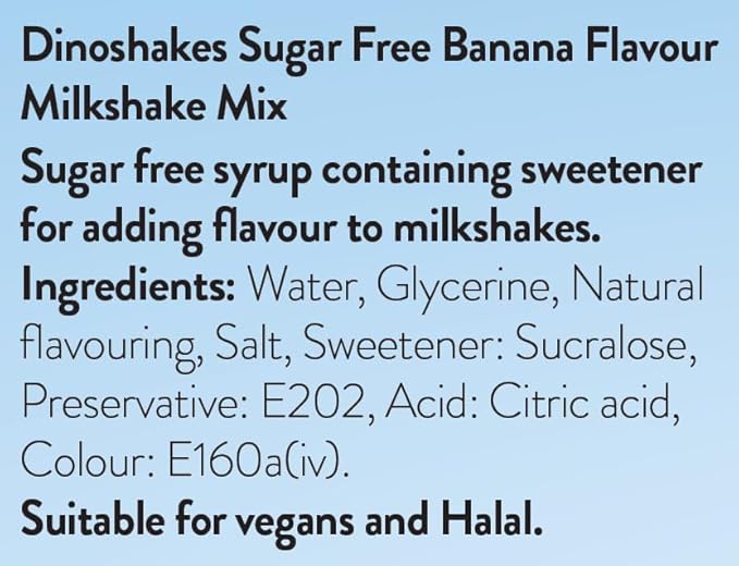 Dinoshakes Sugar Free Banana Syrup 1 Litre