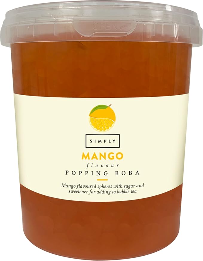 Simply Mango Popping Boba, Fruit Juice Flavoured Bursting Boba Pearls for Bubble Tea, Vegan & Halal Friendly, 870g