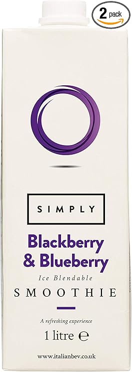 Simply Blackberry and Blueberry Smoothie, Vegan Blendable Concentrated Smoothie Mix Made with Real Fruit Puree (1 Litre)