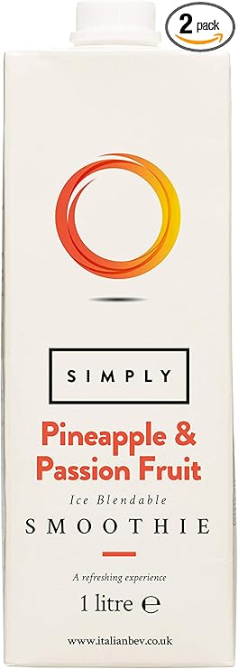 Simply Pineapple and Passion Fruit Smoothie, Vegan Blendable Concentrated Smoothie Mix Made with Real Fruit Puree (1 Litre)