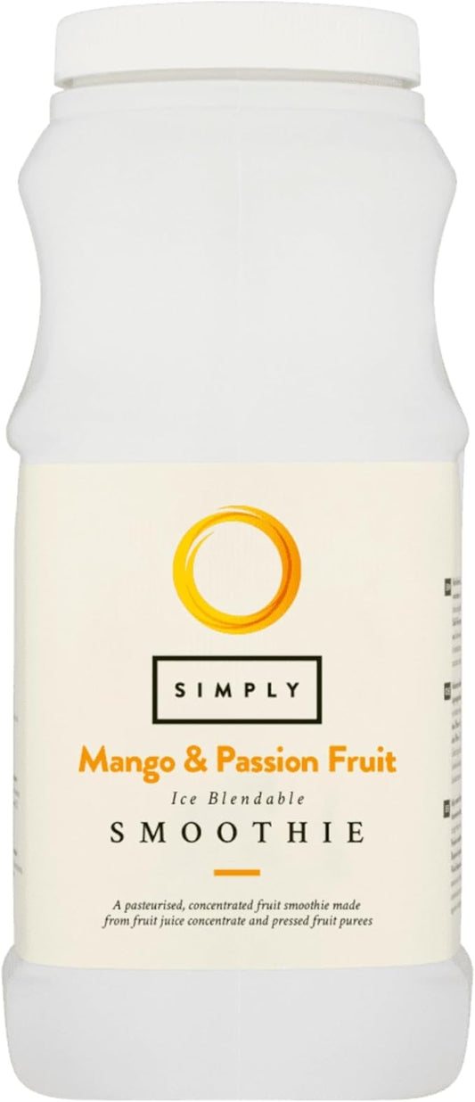 Simply Mango and Passion Fruit Smoothie, Vegan Blendable Concentrated Smoothie Mix Made with Real Fruit Puree (1 Litre)