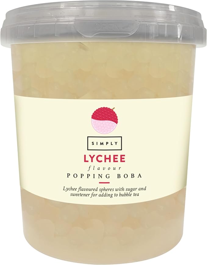 Simply Lychee Popping Boba, Fruit Juice Flavoured Bursting Boba Pearls for Bubble Tea, Vegan & Halal Friendly, 870g