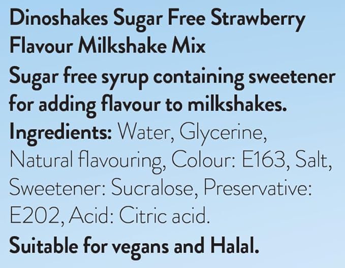 Dinoshakes Sugar Free Strawberry Syrup 1 Litre
