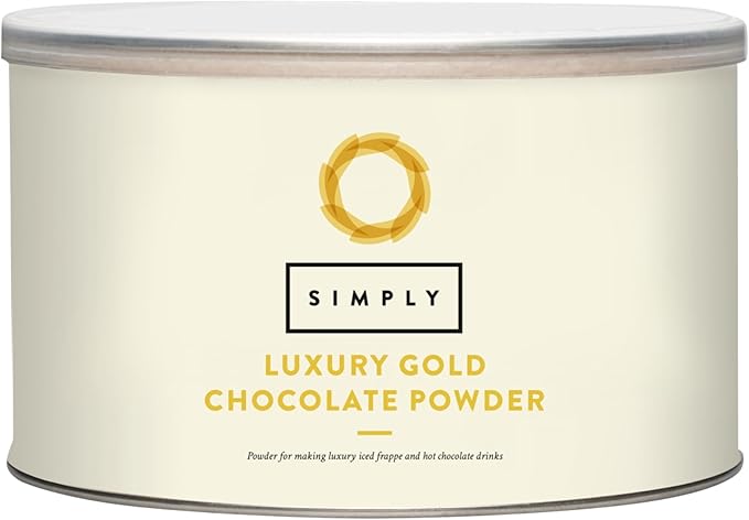 Simply Luxury Gold Chocolate Powder, Rich Powder for Caramel White Chocolate Flavoured Iced Frappes & Hot Chocolates, Gluten Free & Suitable for Vegetarians (1kg)