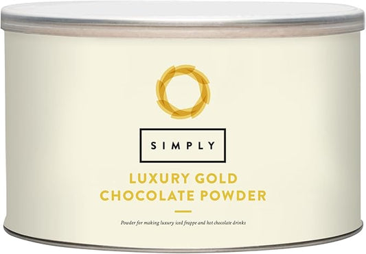 Simply Luxury Gold Chocolate Powder, Rich Powder for Caramel White Chocolate Flavoured Iced Frappes & Hot Chocolates, Gluten Free & Suitable for Vegetarians (1kg)