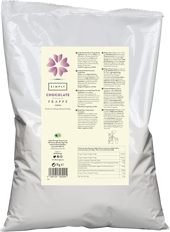 Simply Chocolate Frappe Powder, Nut Free & Gluten Free Frappe Powder for Iced Drinks (1 Kg