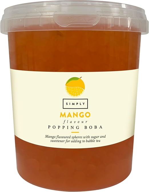 Simply Mango Popping Boba, Fruit Juice Flavoured Bursting Boba Pearls for Bubble Tea, Vegan & Halal Friendly, 870g
