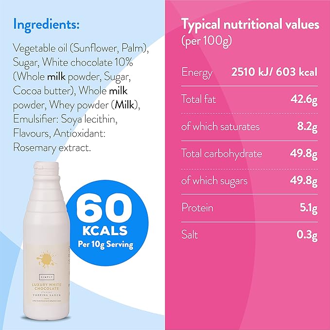 Simply Luxury White Chocolate Topping Sauce 1kg