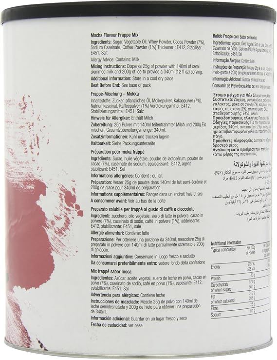 Simply Mocha Frappe Powder, Nut Free Frappe Powder for Iced Drinks and Iced Mochas (1.75 Kg)